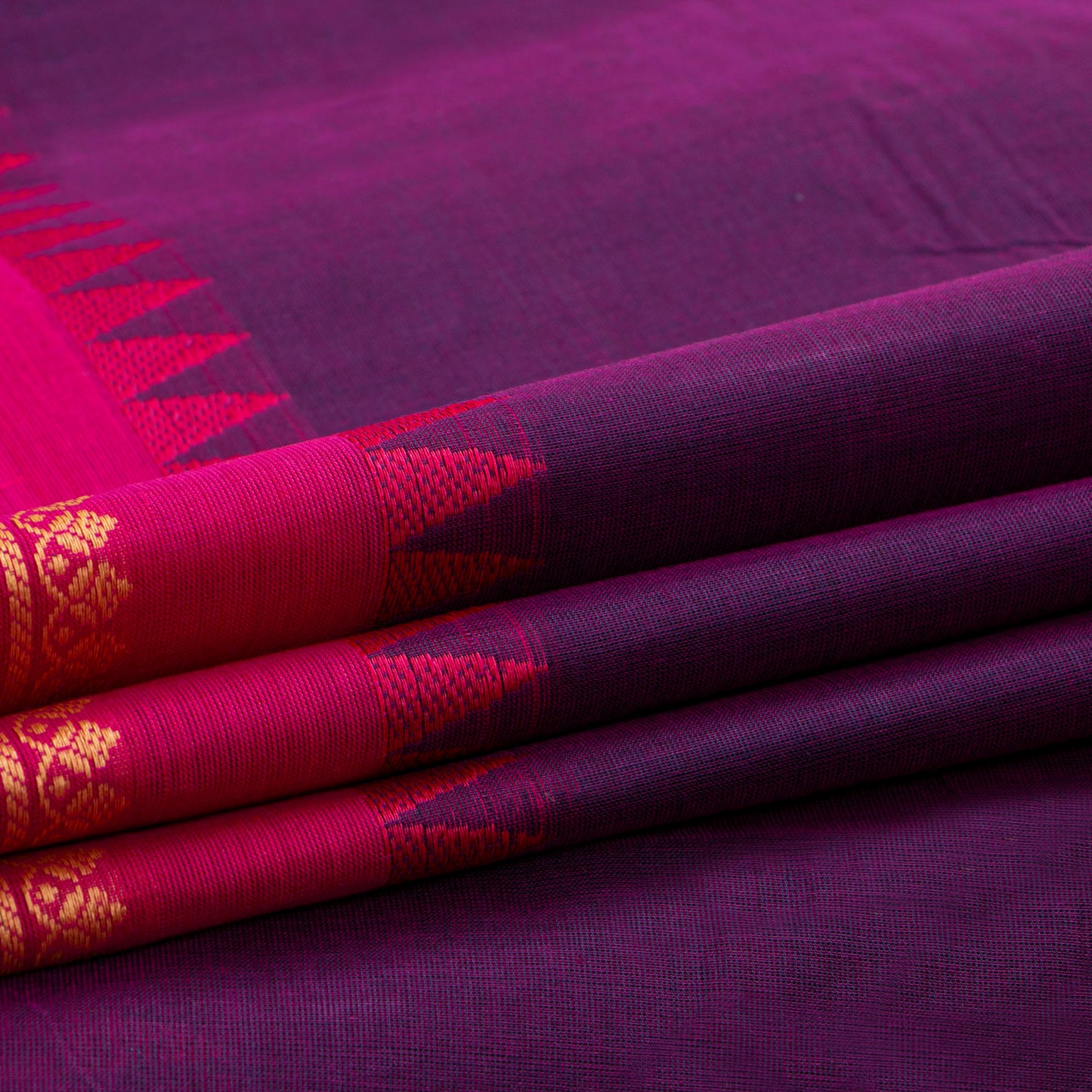 Magenta And Pink Kanchi Cotton Saree For Festive Wear PV MM KC 849