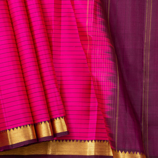 Pink And Maroon Kanchipuram Silk Saree Light Weight For Festive Wear PV KNN 280