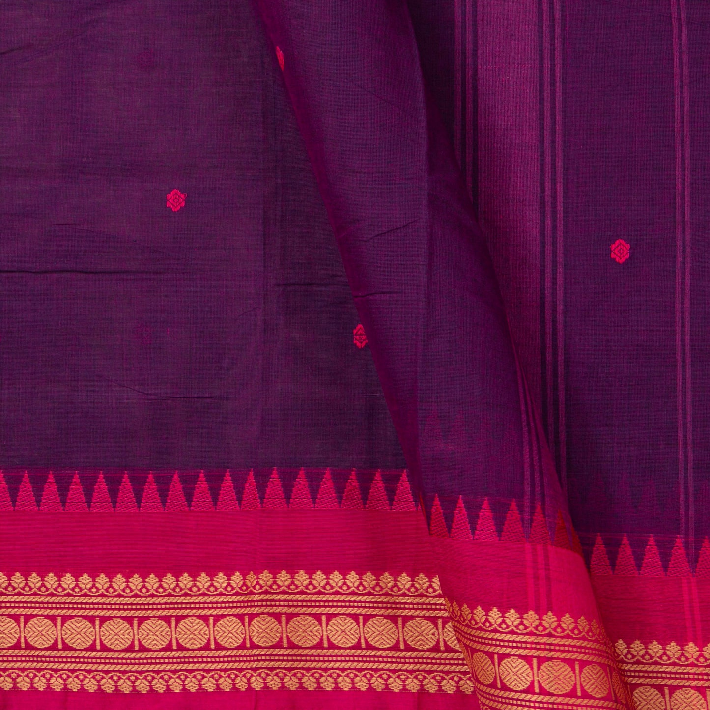Magenta And Pink Kanchi Cotton Saree For Festive Wear PV MM KC 849