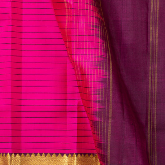 Pink And Maroon Kanchipuram Silk Saree Light Weight For Festive Wear PV KNN 280