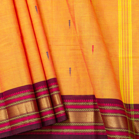 Peach And Magenta Kanchi Cotton Saree For Festive Wear PV MM KC 850