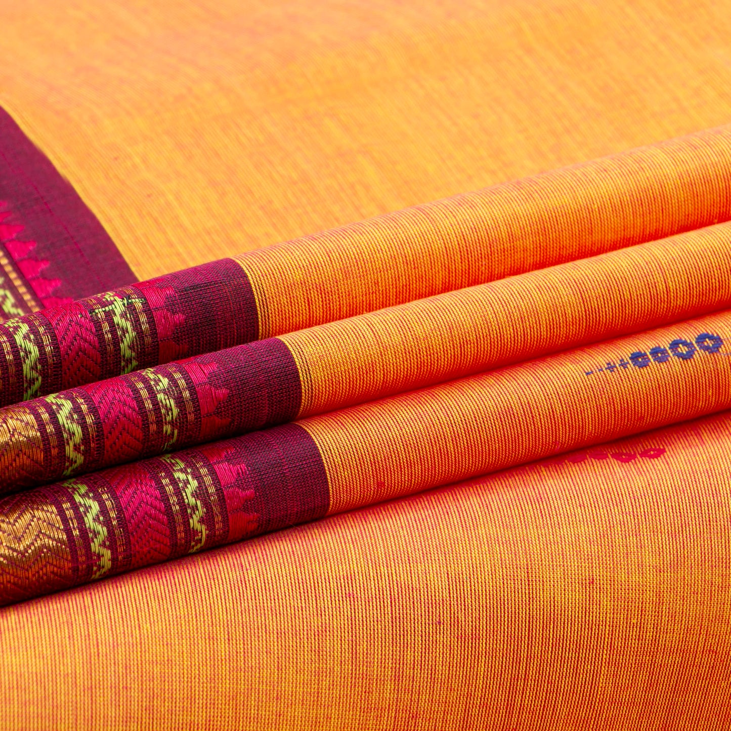 Peach And Magenta Kanchi Cotton Saree For Festive Wear PV MM KC 850