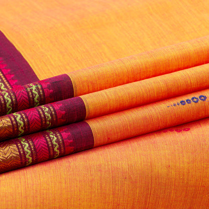 Peach And Magenta Kanchi Cotton Saree For Festive Wear PV MM KC 850