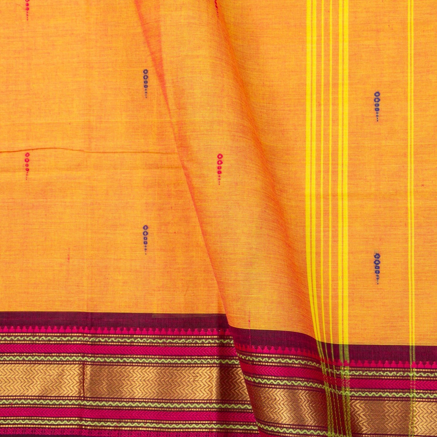 Peach And Magenta Kanchi Cotton Saree For Festive Wear PV MM KC 850