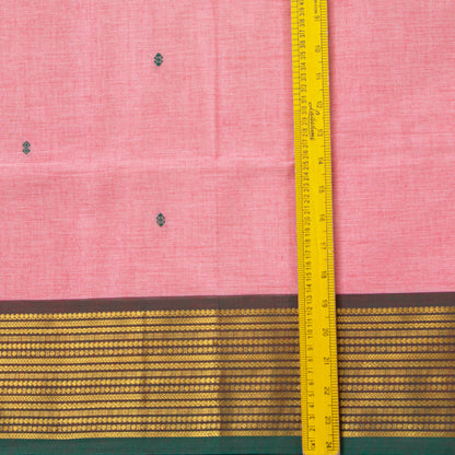 Pink And Green Kanchi Cotton Saree For Festive Wear PV MM KC 841