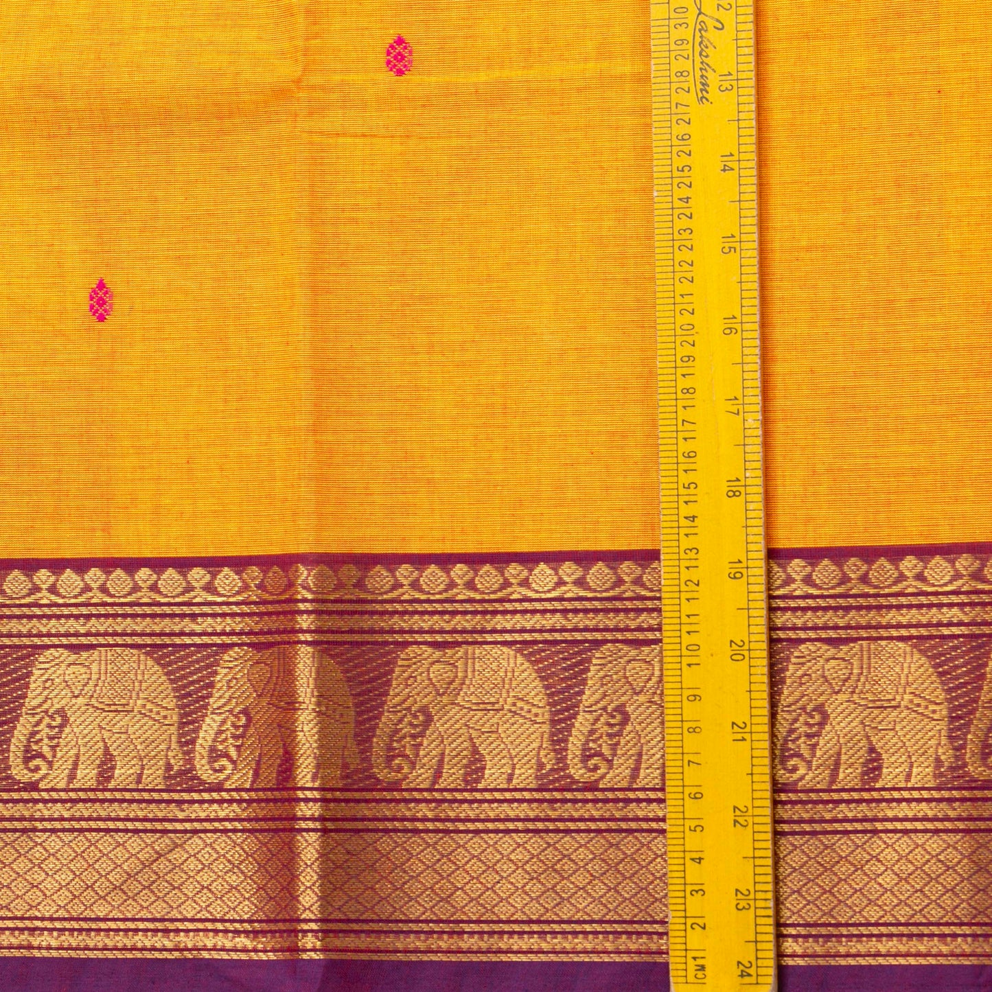 Yellow Kanchi Cotton Saree Ganga Jamuna Border For Festive Wear PV MM KC 764