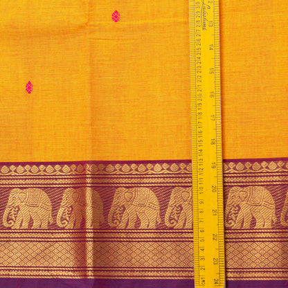 Yellow Kanchi Cotton Saree Ganga Jamuna Border For Festive Wear PV MM KC 764