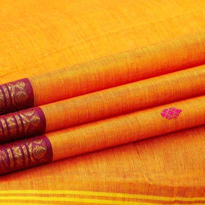 Yellow Kanchi Cotton Saree Ganga Jamuna Border For Festive Wear PV MM KC 764