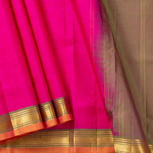Pink And Cocoa Kanchipuram Silk Saree Light Weight For Festive Wear PV KNN 266