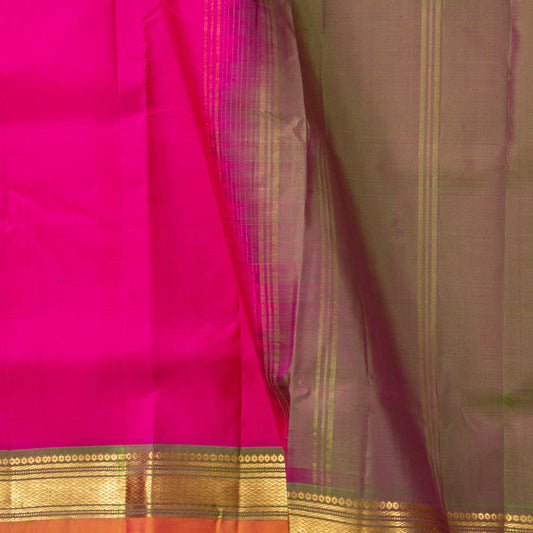 Pink And Cocoa Kanchipuram Silk Saree Light Weight For Festive Wear PV KNN 266