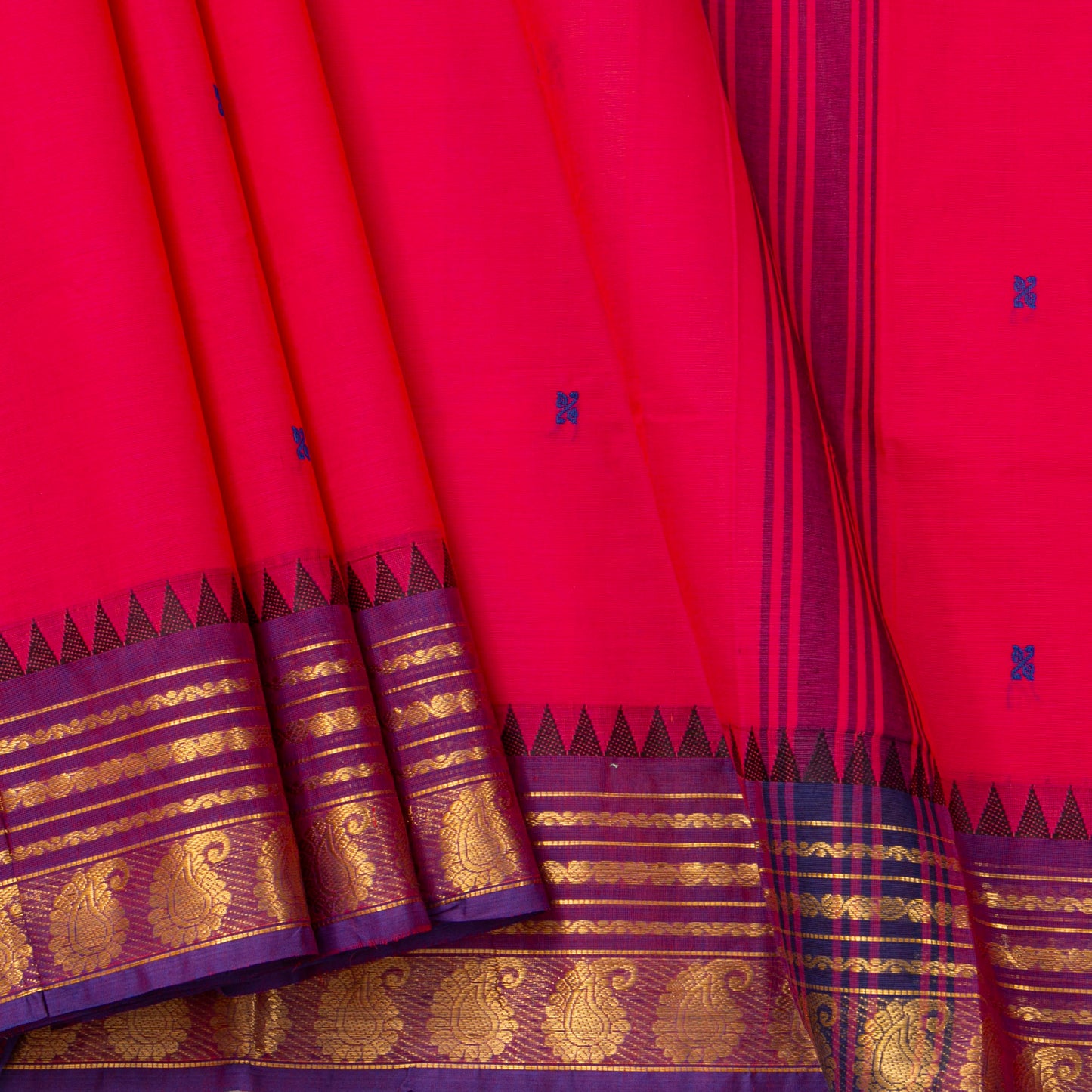 Pink And Purple  Kanchi Cotton Saree For Festive Wear PV MM KC 762