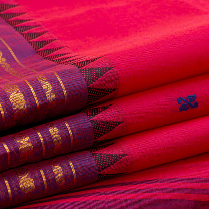 Pink And Purple  Kanchi Cotton Saree For Festive Wear PV MM KC 762