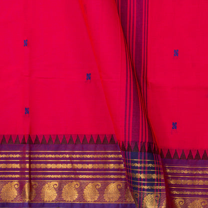 Pink And Purple  Kanchi Cotton Saree For Festive Wear PV MM KC 762