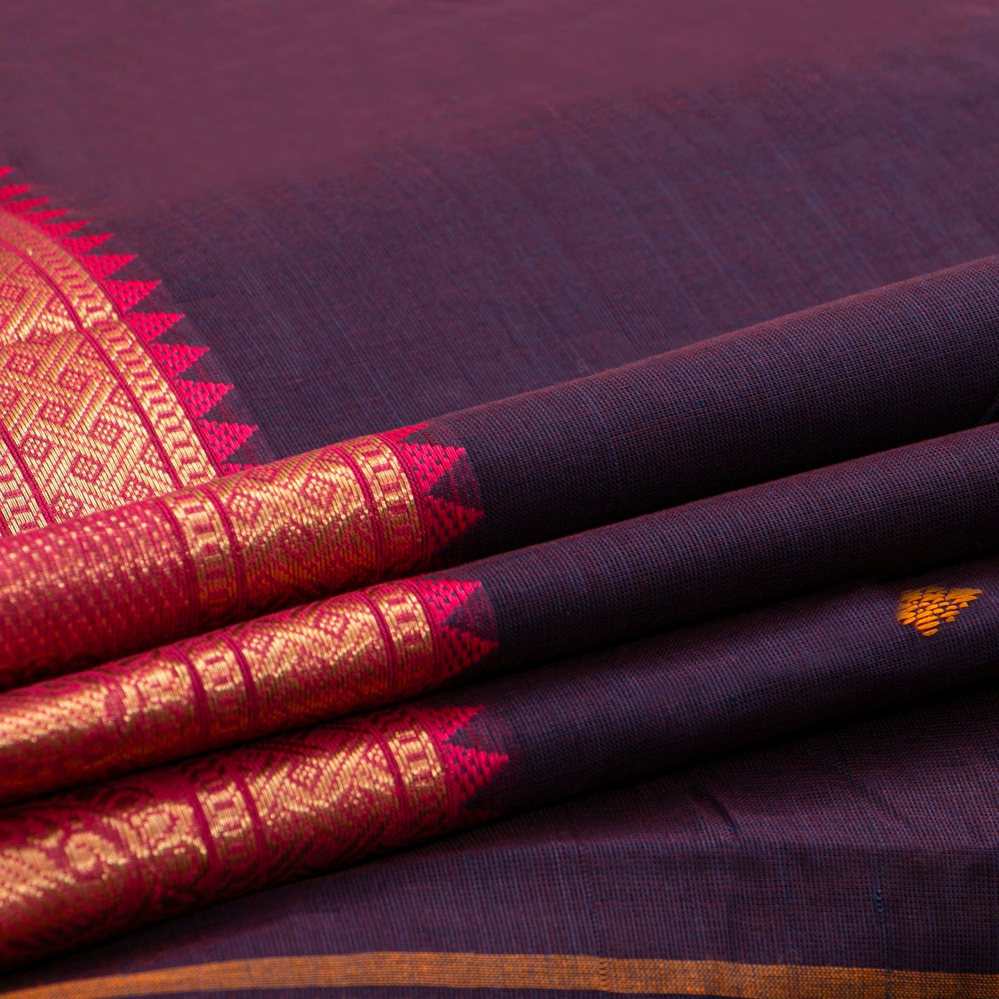 Wine And Pink Kanchi Cotton Saree For Festive Wear PV MM KC 767