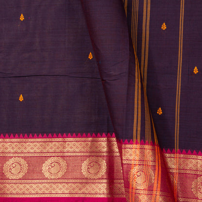Wine And Pink Kanchi Cotton Saree For Festive Wear PV MM KC 767