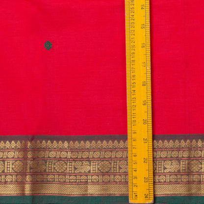 Pink And Green Kanchi Cotton Saree For Festive Wear PV MM KC 835