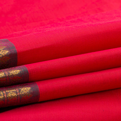 Pink And Green Kanchi Cotton Saree For Festive Wear PV MM KC 835
