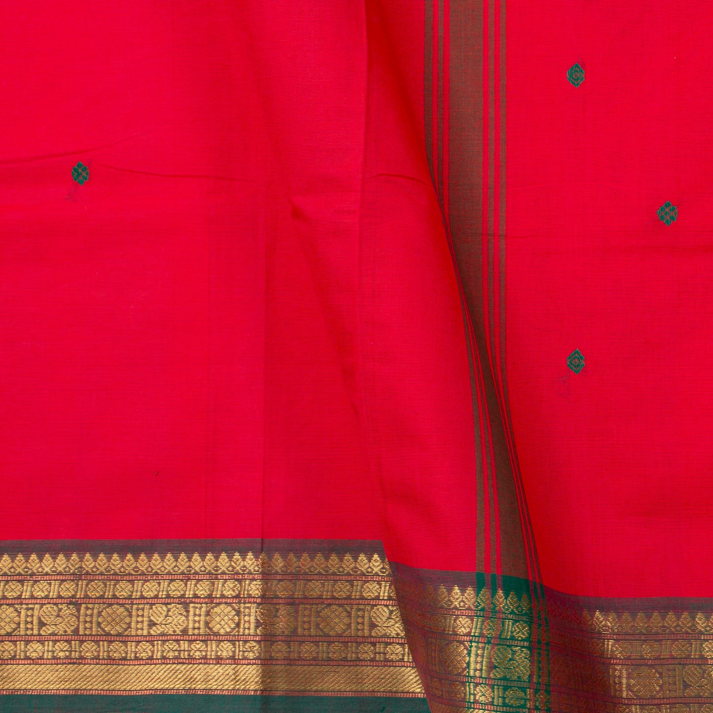 Pink And Green Kanchi Cotton Saree For Festive Wear PV MM KC 835