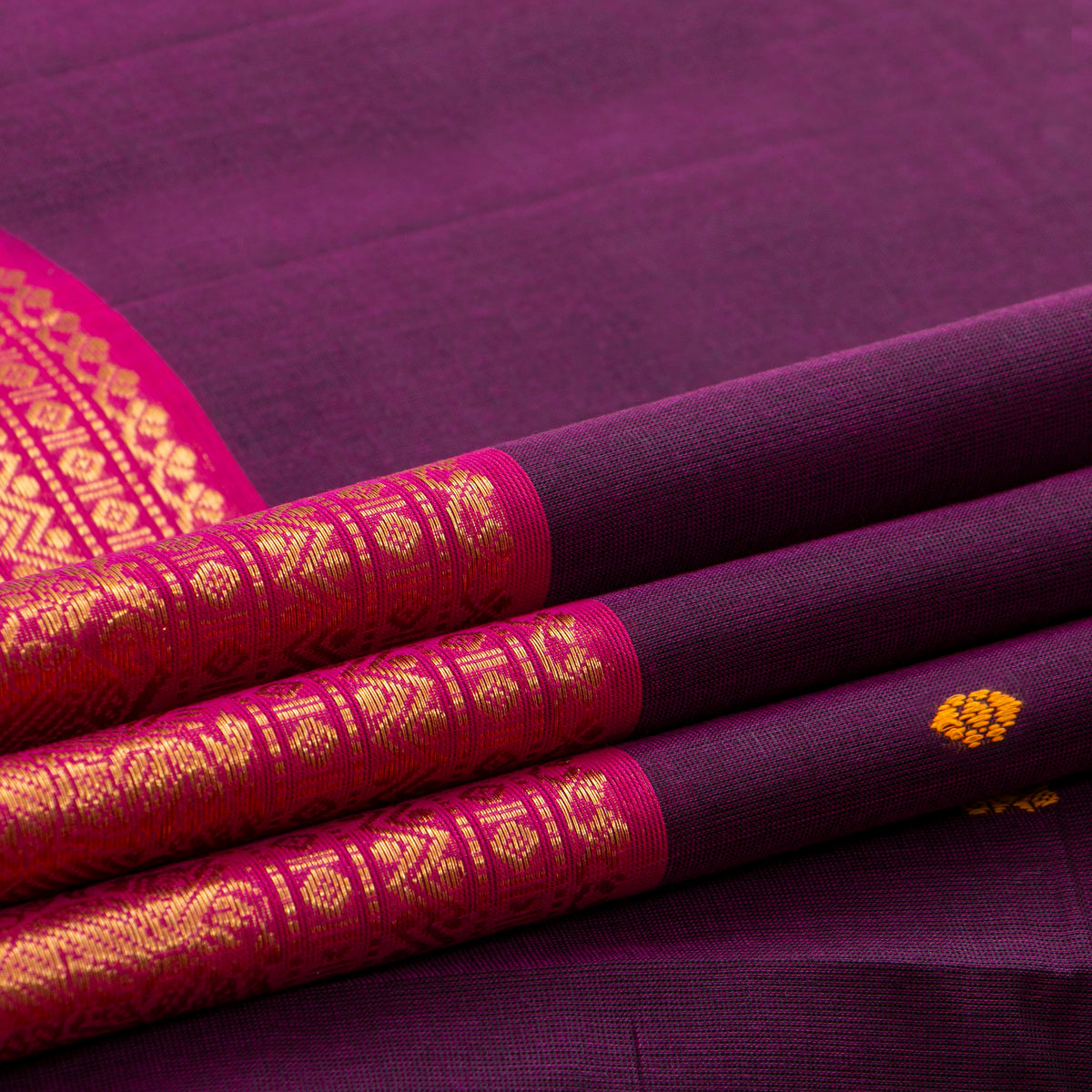 Wine And Pink Kanchi Cotton Saree For Festive Wear PV MM KC 857