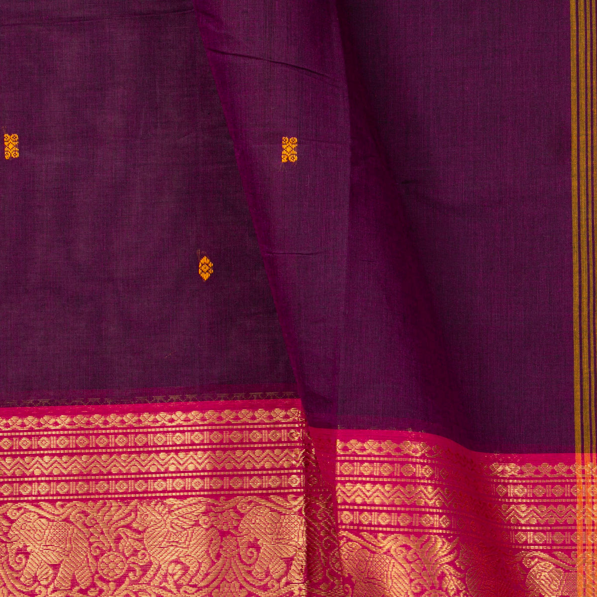 Wine And Pink Kanchi Cotton Saree For Festive Wear PV MM KC 857