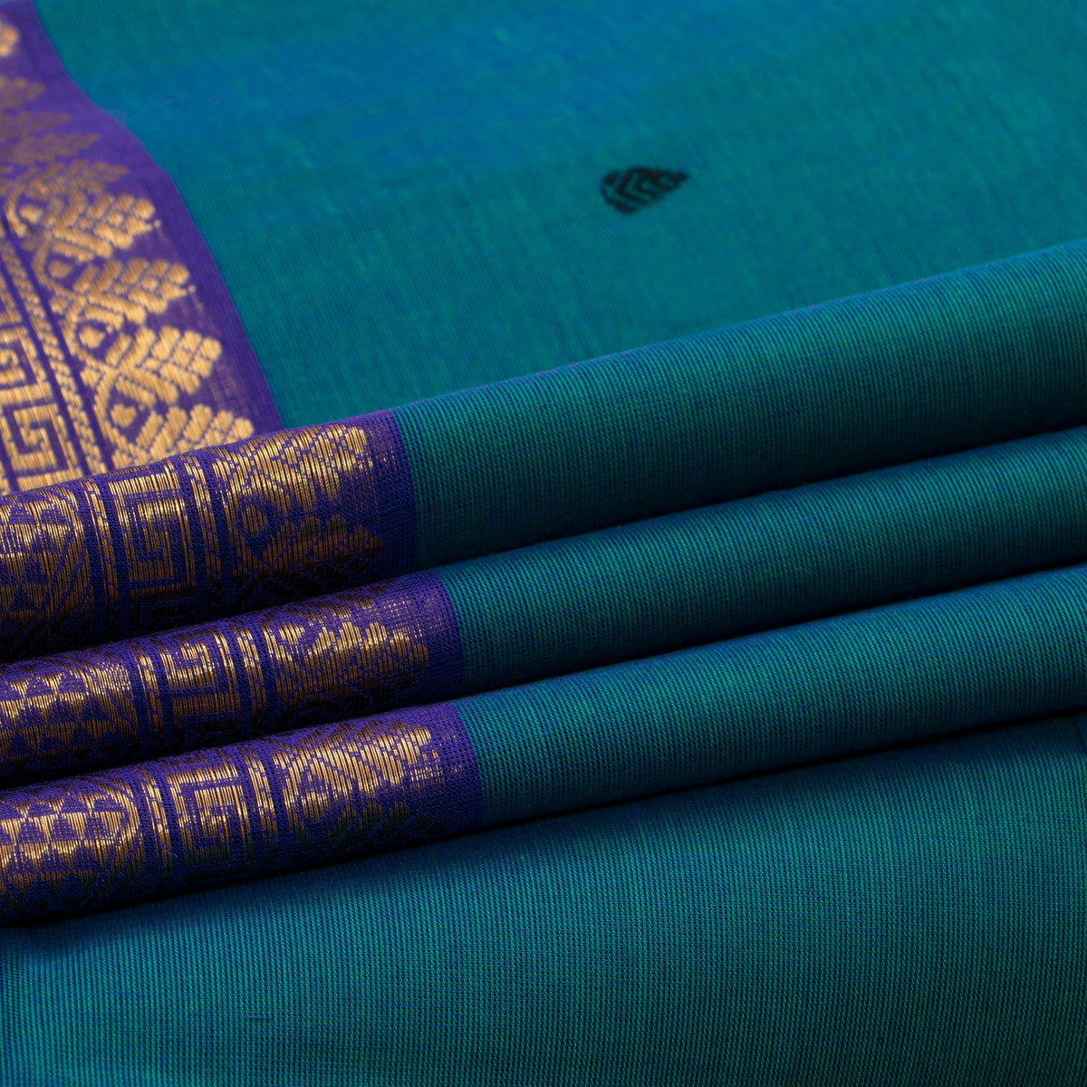 Teal And Blue Kanchi Cotton Saree For Festive Wear PV MM KC 858