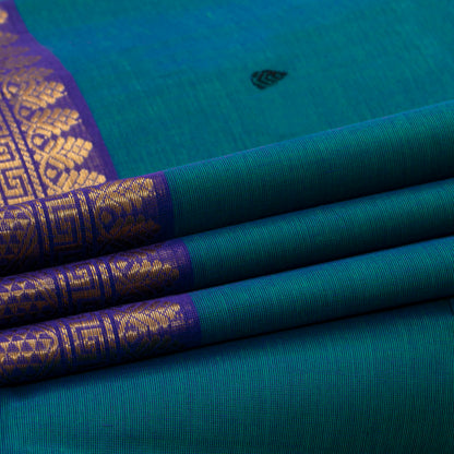 Teal And Blue Kanchi Cotton Saree For Festive Wear PV MM KC 858