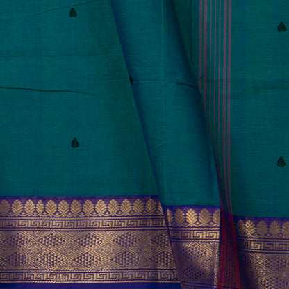 Teal And Blue Kanchi Cotton Saree For Festive Wear PV MM KC 858