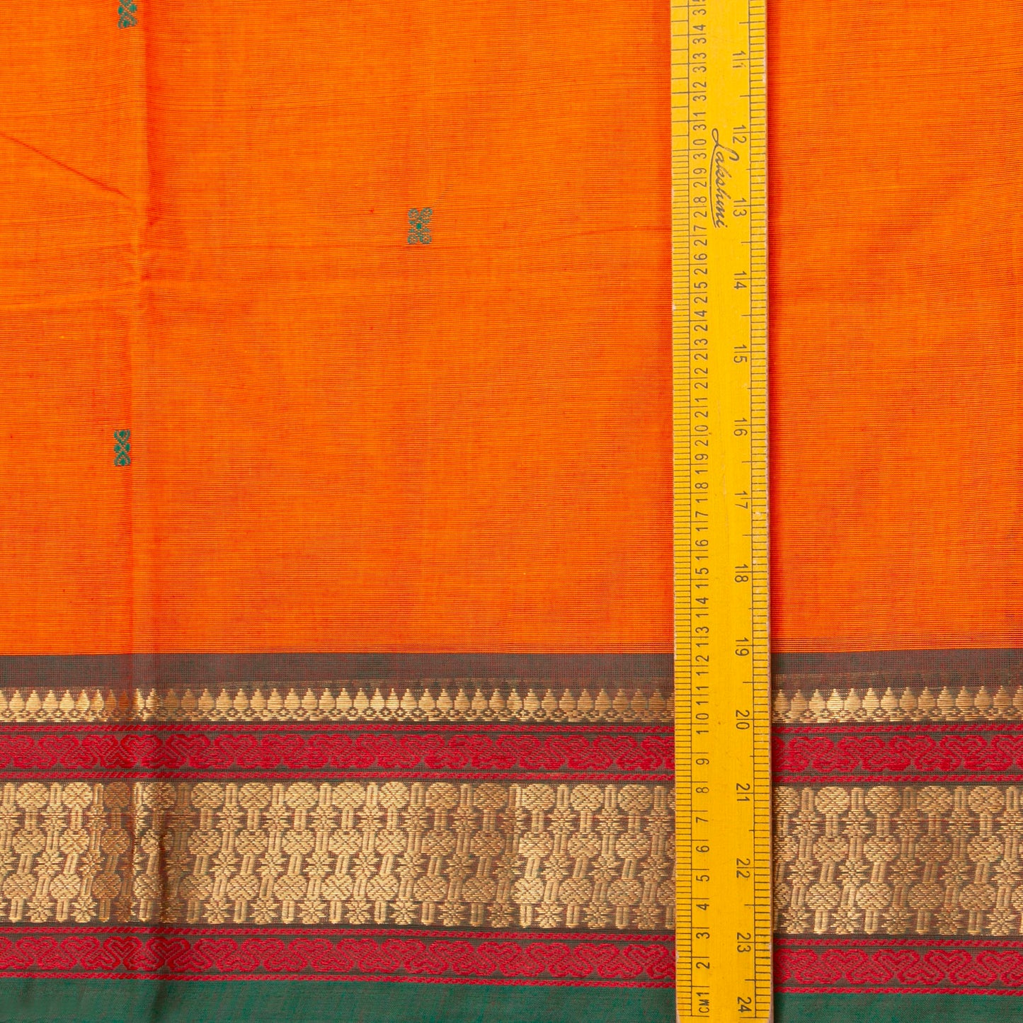 Orange And Green Kanchi Cotton Saree For Festive Wear PV MM KC 809