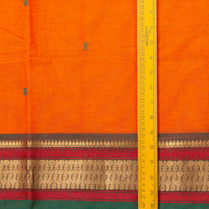 Orange And Green Kanchi Cotton Saree For Festive Wear PV MM KC 809