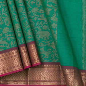 Sea Green And Pink Vanasingaram Kanchi Cotton Saree For Office Wear PV MM KC 642