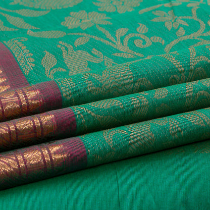 Sea Green And Pink Vanasingaram Kanchi Cotton Saree For Office Wear PV MM KC 642