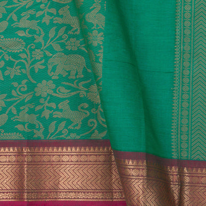 Sea Green And Pink Vanasingaram Kanchi Cotton Saree For Office Wear PV MM KC 642