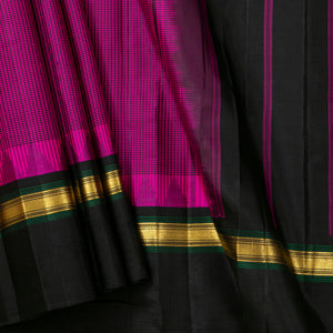 Magenta And Black Kanchipuram Silk Saree For Festive Wear PV KNN 316