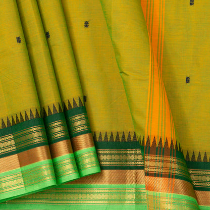 Green Kanchi Cotton Saree For Festive Wear PV MM KC 761