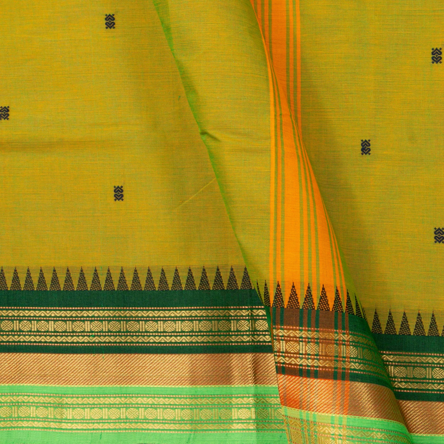 Green Kanchi Cotton Saree For Festive Wear PV MM KC 761