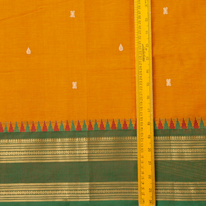 Yellow Kanchi Cotton Saree Ganga Jamuna Border For Festive Wear PV MM KC 789