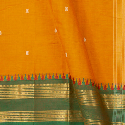 Yellow Kanchi Cotton Saree Ganga Jamuna Border For Festive Wear PV MM KC 789
