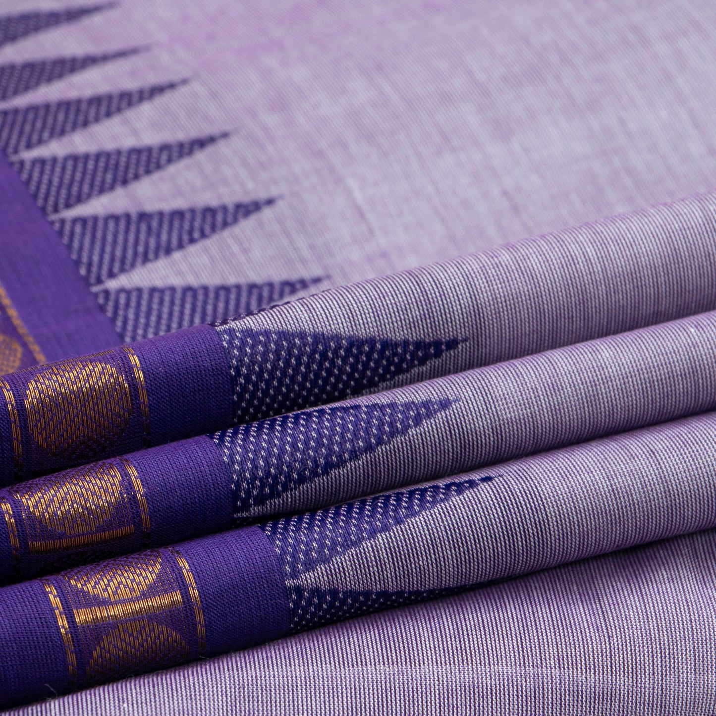 Lavender Kanchi Cotton Saree With Ganga jamuna Border For Office Wear PV MM KC 759