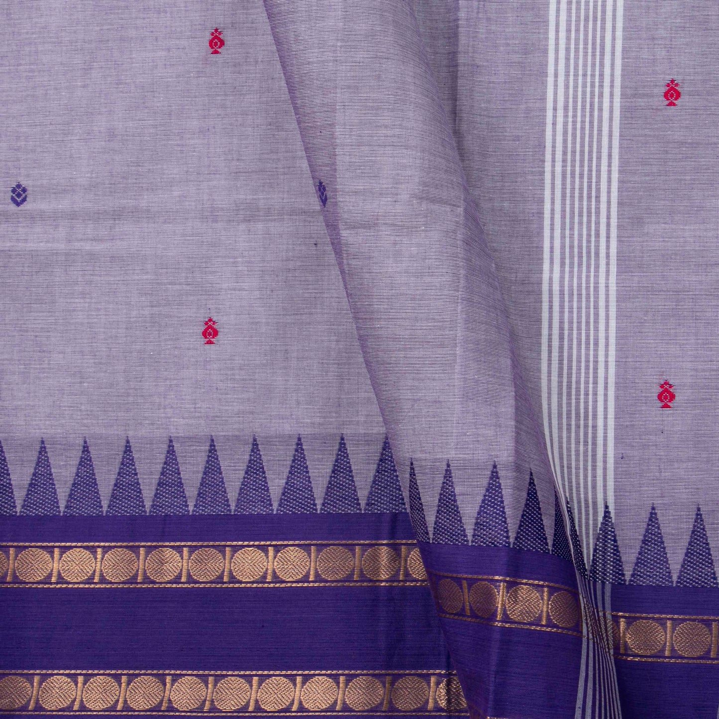 Lavender Kanchi Cotton Saree With Ganga jamuna Border For Office Wear PV MM KC 759
