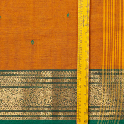 Rust And Green Kanchi Cotton Saree For Festive Wear PV MM KC 852