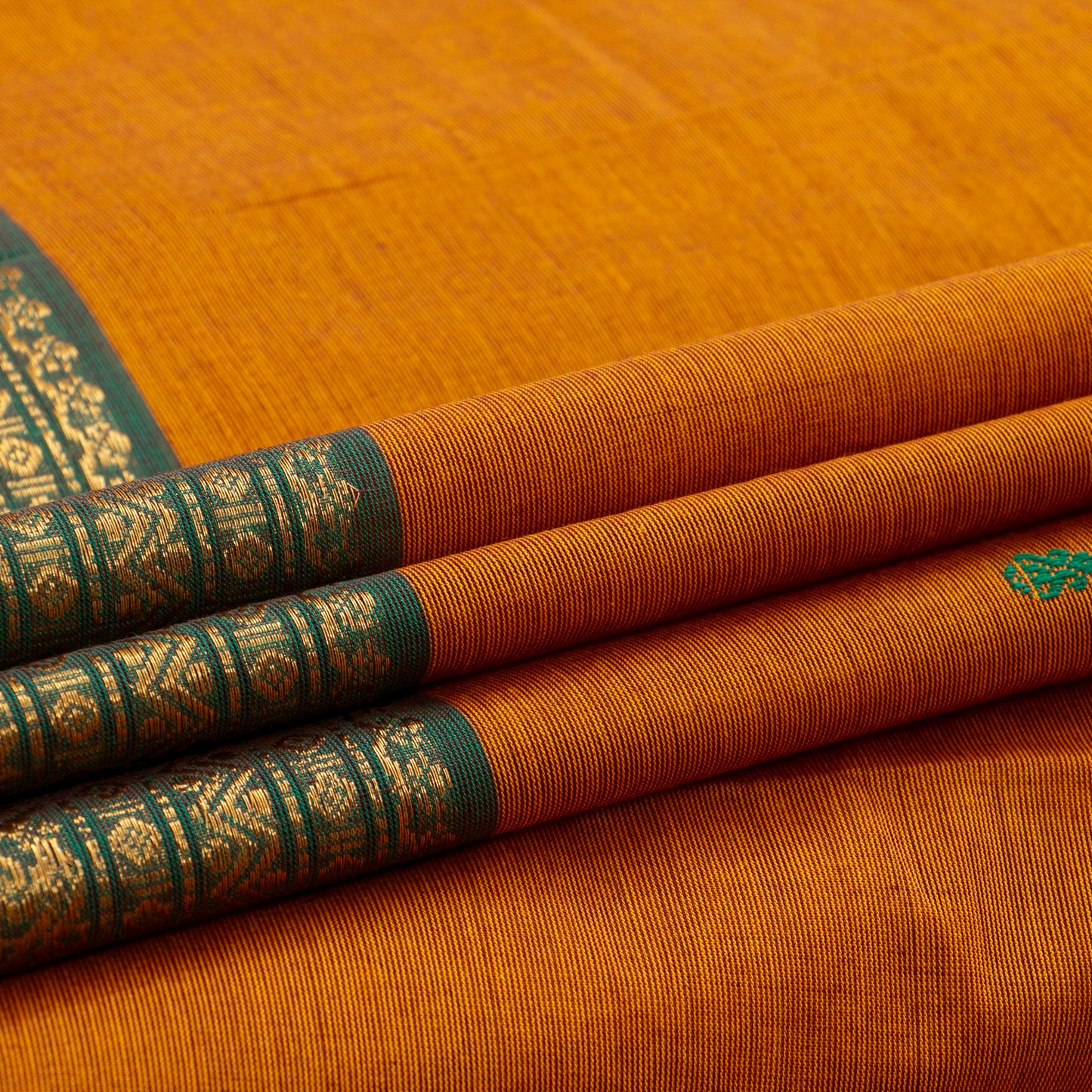 Rust And Green Kanchi Cotton Saree For Festive Wear PV MM KC 852
