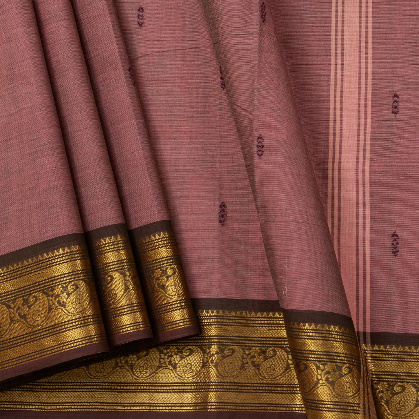 Gheva And Brown Kanchi Cotton Saree For Festive Wear PV MM KC 773