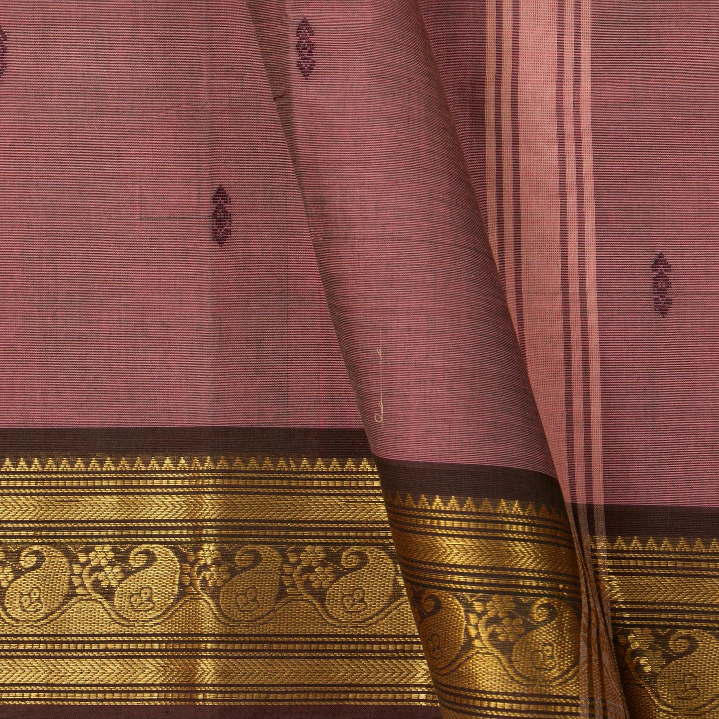 Gheva And Brown Kanchi Cotton Saree For Festive Wear PV MM KC 773