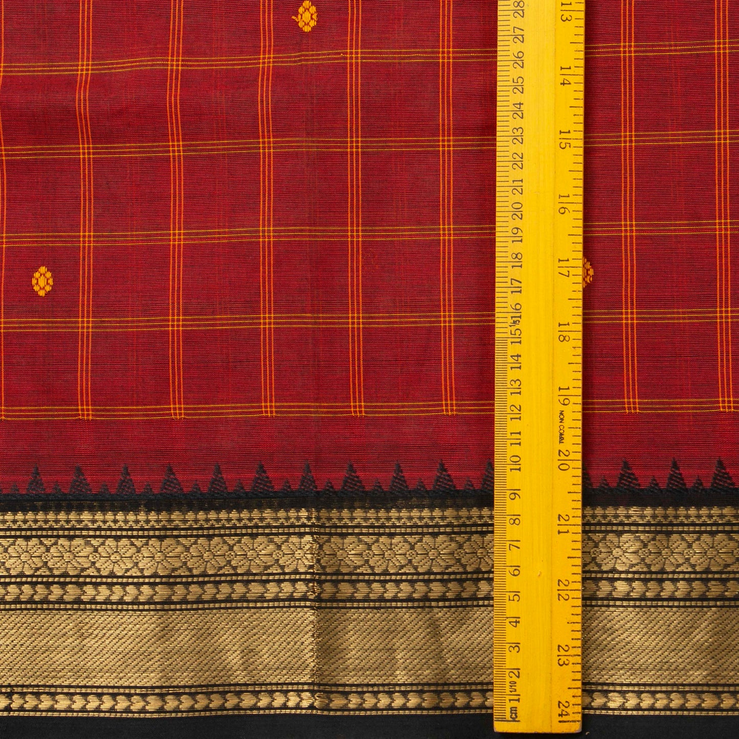 Maroon And Black Kanchi Cotton Saree With Zari Border For Festive Wear PV MM KC 640