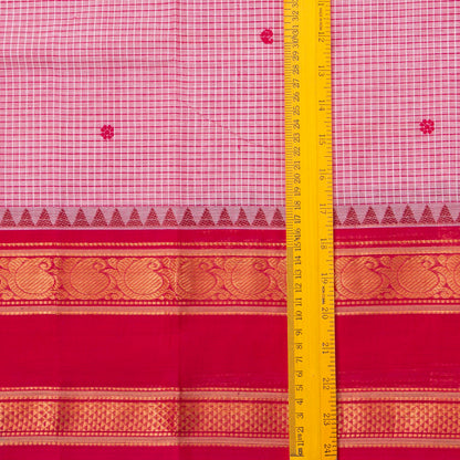 Pink Kanchi Cotton Saree With Zari Border For Festive Wear PV MM KC 638