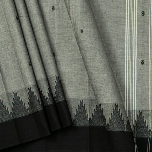 Grey And Black Kanchi Cotton Saree For Festive Wear PV MM KC 812