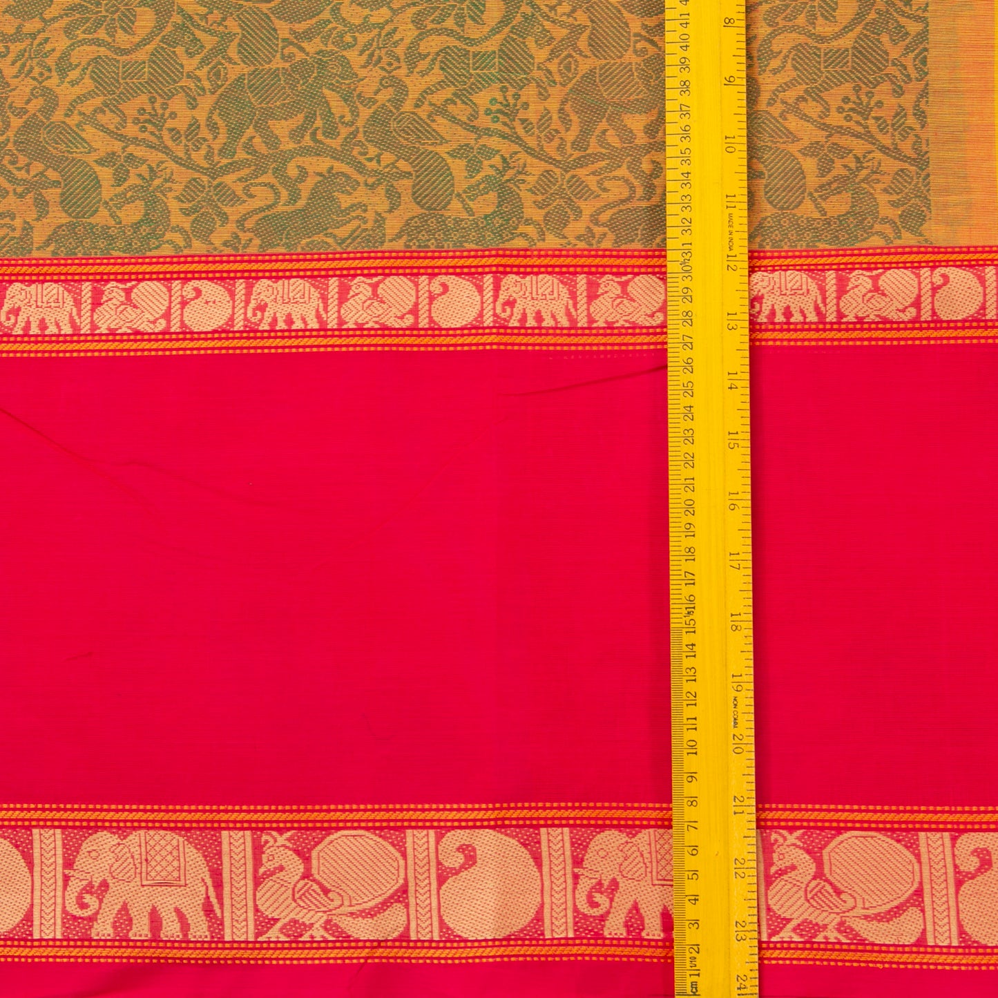 Mustard And Pink Vanasingaram Kanchi Cotton Saree For Festive Wear PV MM KC 666