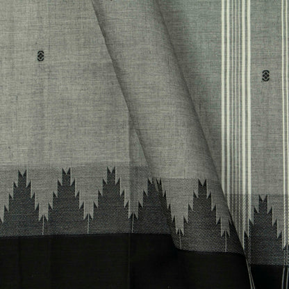 Grey And Black Kanchi Cotton Saree For Festive Wear PV MM KC 812