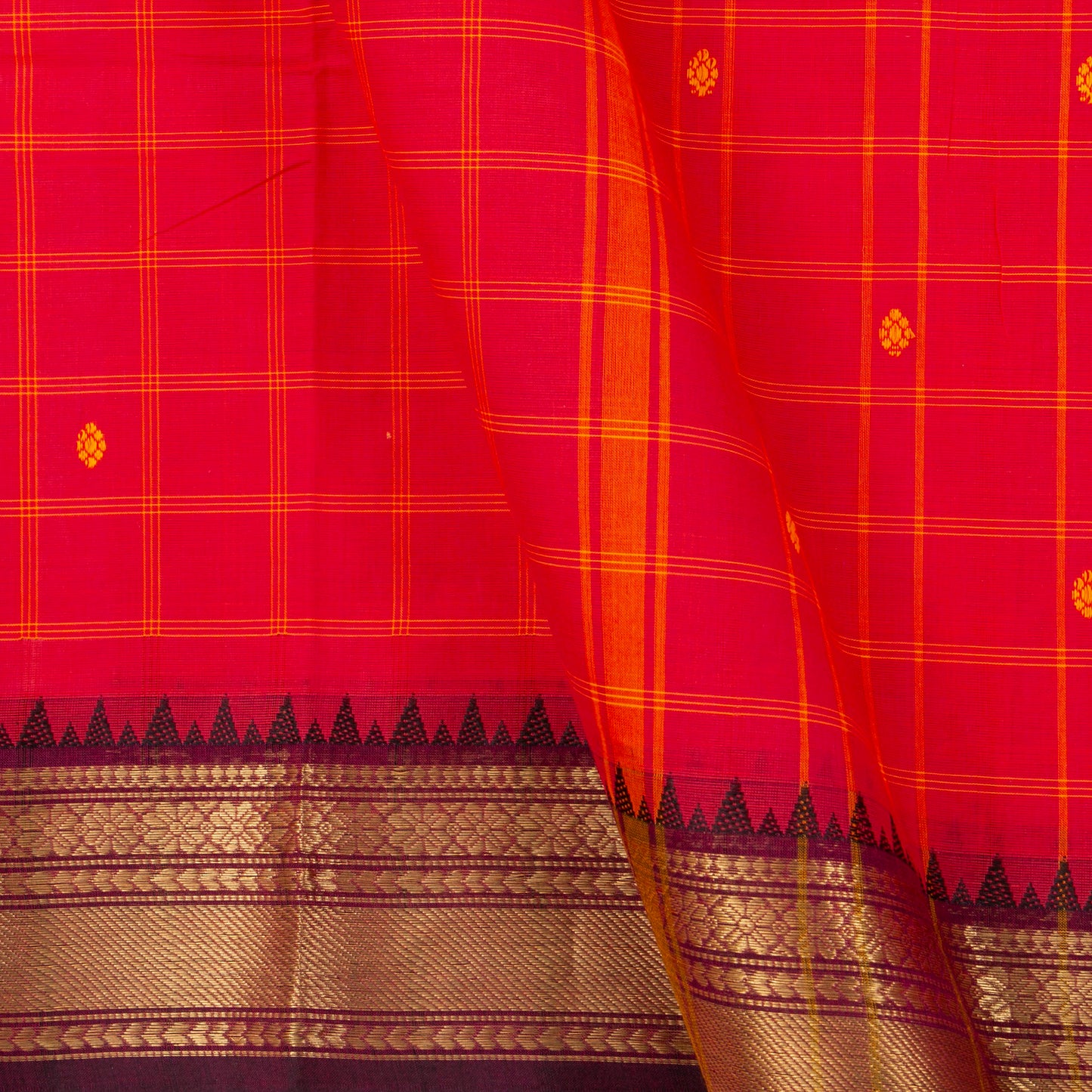 Pink And Wine Kanchi Cotton Saree With Zari Border For Festive Wear PV MM KC 641