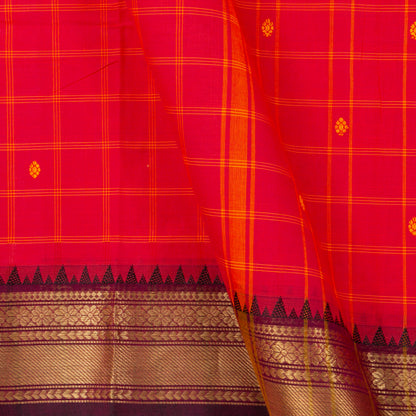 Pink And Wine Kanchi Cotton Saree With Zari Border For Festive Wear PV MM KC 641